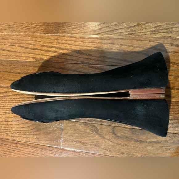 Tory Burch Georgia Black Suede Square Toe Ballet Flats with Emblem, size 7 EUC - Picture 5 of 13